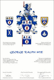 Lettres patentes concédant des emblèmes héraldiques à George Ralph Nye