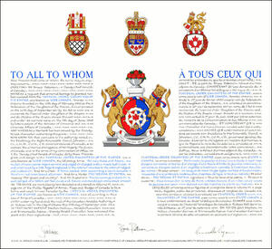 Letters patent granting heraldic emblems to the Imperial Order Daughters of the Empire (also known as IODE Canada)