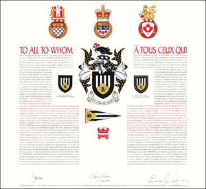 Letters patent granting heraldic emblems to Grant David Johnson