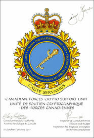 Letters patent approving the Badge of the Canadian Forces Crypto Support Unit