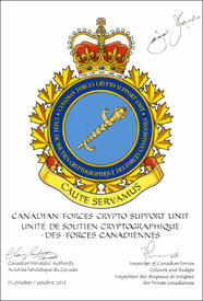 Letters patent approving the Badge of the Canadian Forces Crypto Support Unit Letters patent approving the Badge of the Canadian Forces Crypto Support Unit