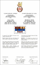 Letters patent registring the Flag for Members of the Royal Family for use in Canada