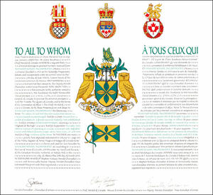 Letters patent granting heraldic emblems to Elmwood School Incorporated