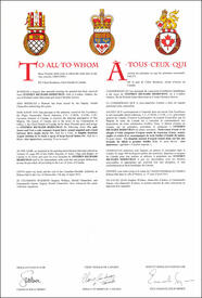 Lettres patentes concédant des emblèmes héraldiques à Stephen Richard Berryman