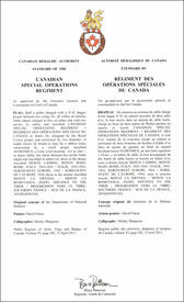Letters patent approving the Standard of the Canadian Special Operations Regiment