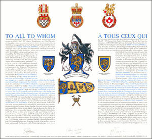Letters patent granting heraldic emblems to Ryan Patrick Pannell