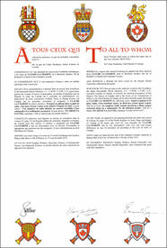 Letters patent granting heraldic emblems to Claude La Charité