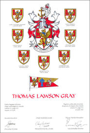 Lettres patentes concédant des emblèmes héraldiques à Thomas Lawson Gray Lettres patentes concédant des emblèmes héraldiques à Thomas Lawson Gray