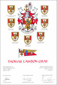 Lettres patentes concédant des emblèmes héraldiques à Thomas Lawson Gray