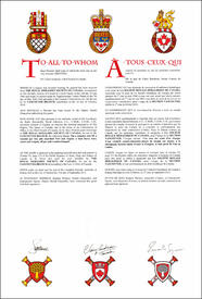 Lettres patentes concédant des emblèmes héraldiques à la Société royale héraldique du Canada (section Vancouver)