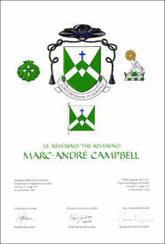 Letters patent granting heraldic emblems to Marc-André Campbell Letters patent granting heraldic emblems to Marc-André Campbell