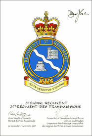 Letters patent approving the Badge of the 37 Transmission Regiment