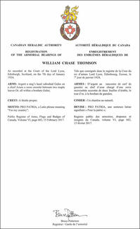 Armoiries de William Chase Thomson Armoiries de William Chase Thomson