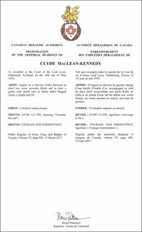 Armoiries de Clyde MacLean-Kennedy Armoiries de Clyde MacLean-Kennedy