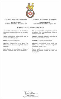 Armoiries de Robert Saint Fillan Dewar Armoiries de Robert Saint Fillan Dewar