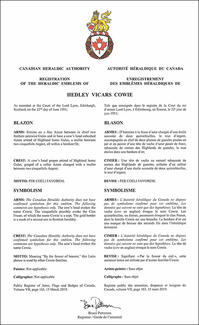 Armoiries de Hedley Vicars Cowie Armoiries de Hedley Vicars Cowie