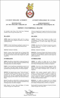 Armoiries de Sidney Culverwell Oland Armoiries de Sidney Culverwell Oland