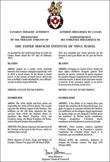 Armoiries de The United Services Institute of Nova Scotia Armoiries de The United Services Institute of Nova Scotia