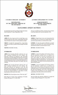 Armoiries du révérend Alexander Aitken Rattray Armoiries du révérend Alexander Aitken Rattray