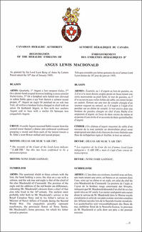 Armoiries d'Angus Lewis Macdonald Armoiries d'Angus Lewis Macdonald