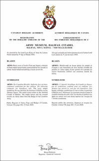 Armoiries de l'Army Museum, Halifax Citadel Armoiries de l'Army Museum, Halifax Citadel