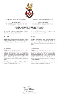 Armoiries de l'Army Museum, Halifax Citadel