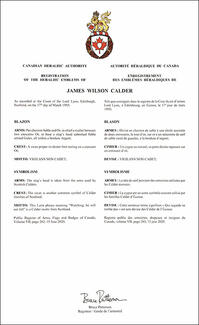 Armoiries de James Wilson Calder Armoiries de James Wilson Calder