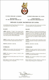 Armoiries de Donald Claude MacDonald of Sanda Armoiries de Donald Claude MacDonald of Sanda