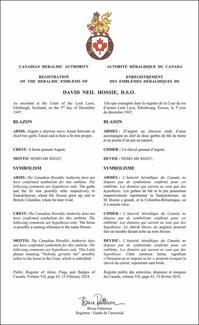 Armoiries de David Neil Hossie Armoiries de David Neil Hossie