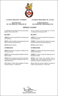 Armoiries de Thomas Guerin