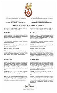 Armoiries de Kenneth Andrew Roderick Macrae