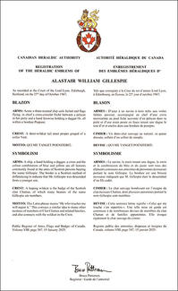 Armoiries d'Alastair William Gillespie