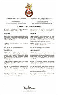 Armoiries d'Alastair William Gillespie Armoiries d'Alastair William Gillespie