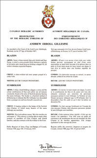 Armoiries d'Andrew Erroll Gillespie