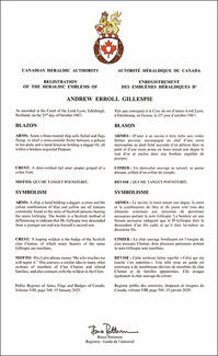 Armoiries d'Andrew Erroll Gillespie Armoiries d'Andrew Erroll Gillespie