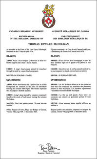 Armoiries de Thomas Edward McColgan Armoiries de Thomas Edward McColgan
