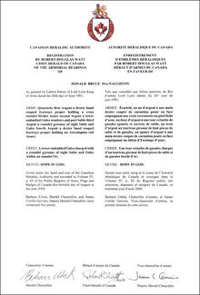 Armoiries de Donald Bruce MacNaughton Armoiries de Donald Bruce MacNaughton