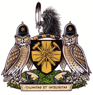 Arms of Timmins Police Service (also known as the Service de police de Timmins)