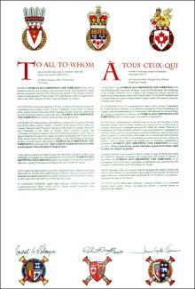 Letters Patent registering the Arms of Patricia Joan Birtwistle