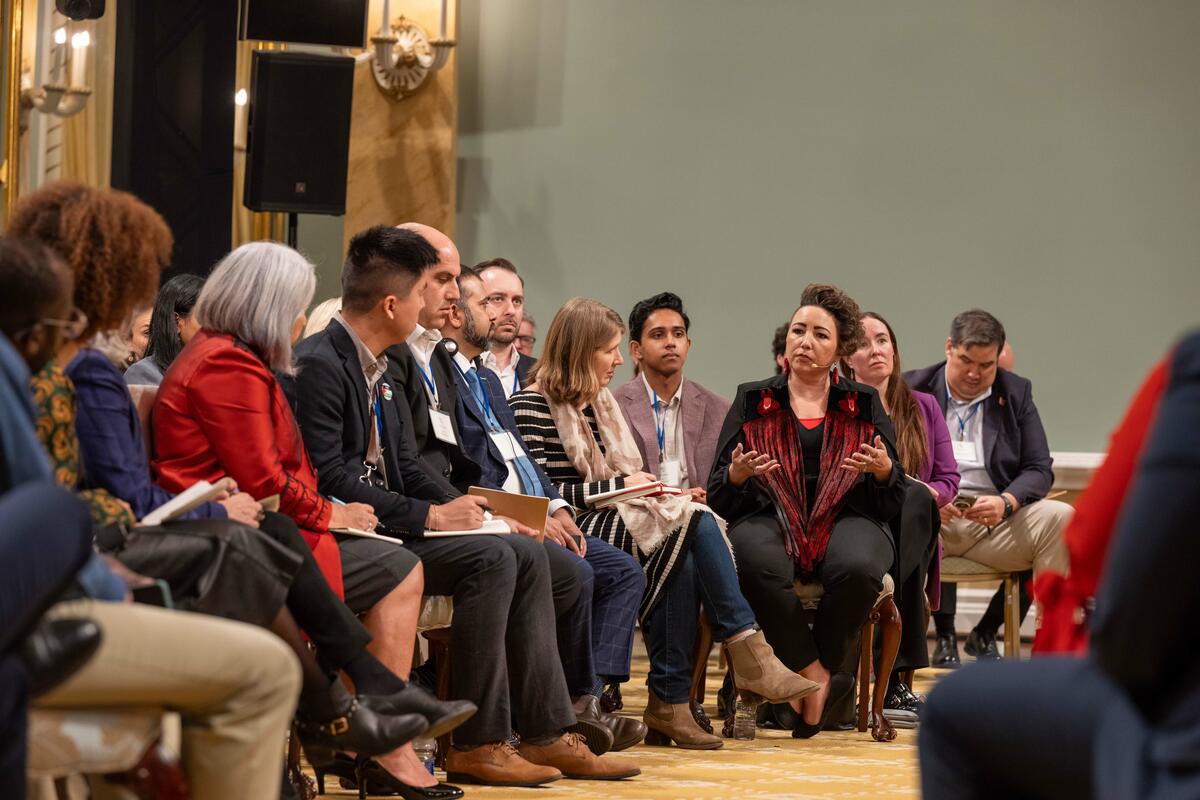 Vanessa Brousseau speaks during the symposium