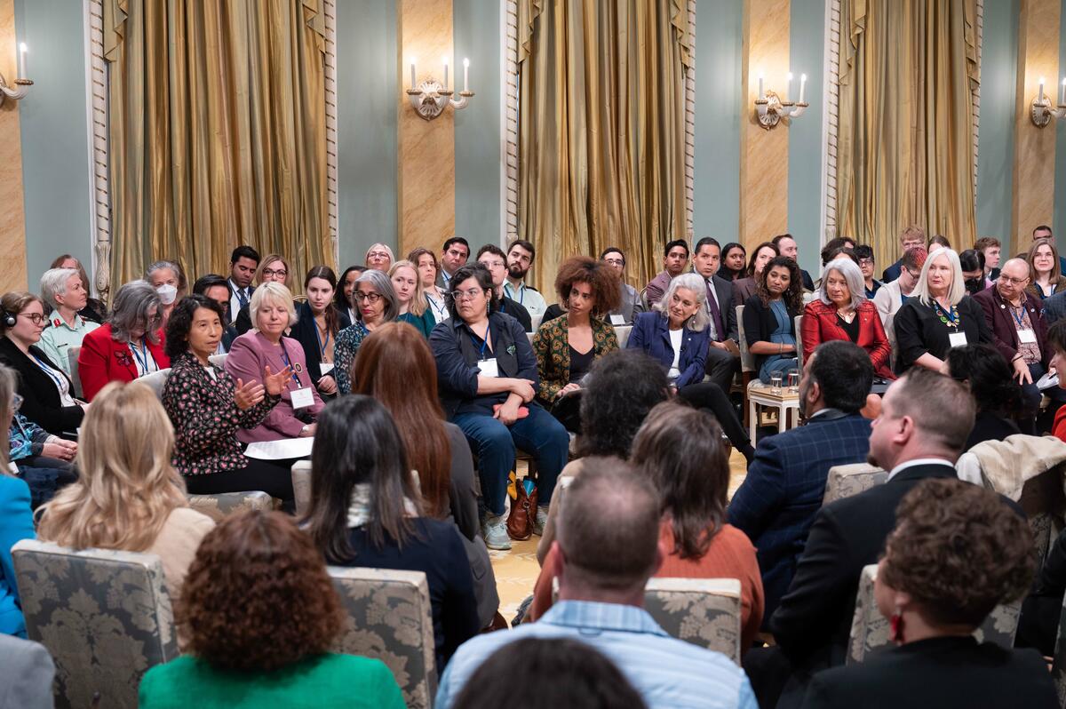 Dr. Theresa Tam speaks to the participants of the symposium