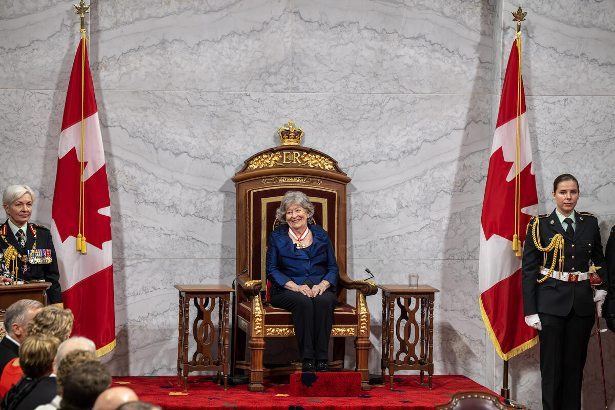 Governor General Louise Arbour sitting on the Throne in the Senate.