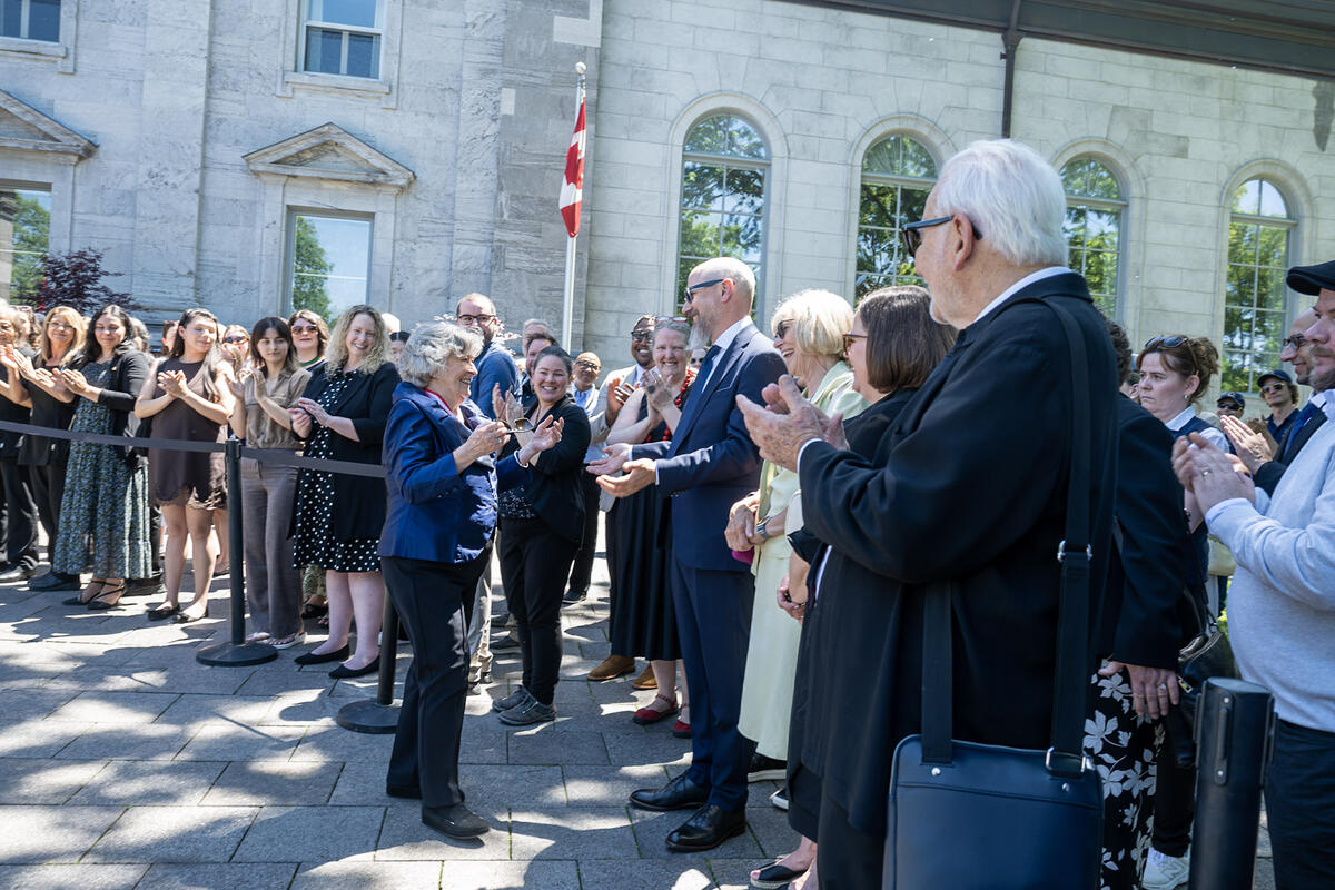 Governor General Louise Arbour greeting family and Rideau Hall staff.