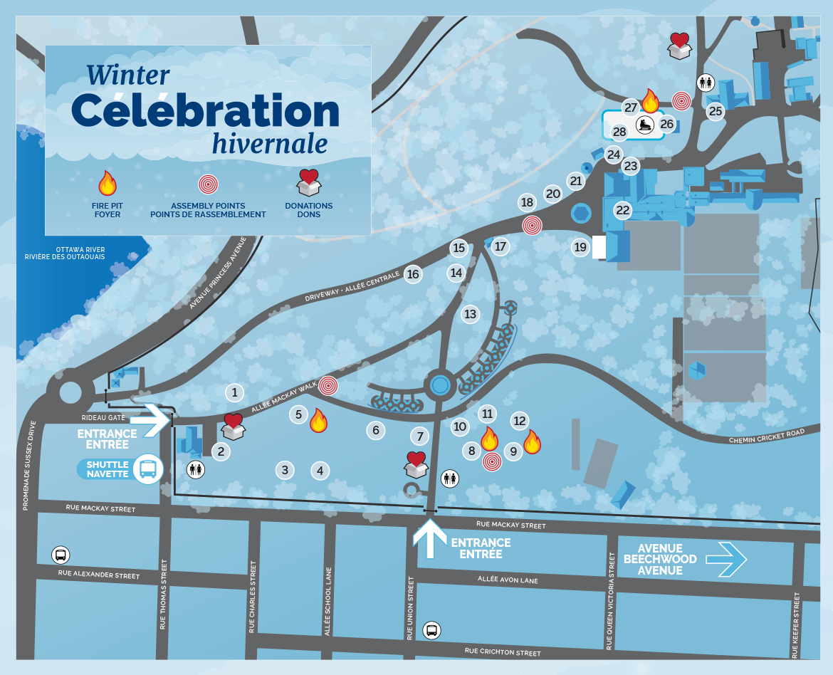 Map of the Rideau Hall grounds for winter celebration.
