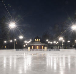 Rideau Hall skating rink at night. 