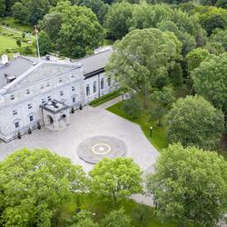 Aerial view of Rideau Hall in summer.