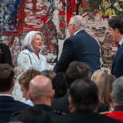 Governor General Marie Simon shakes hands with Minister Bill Blair