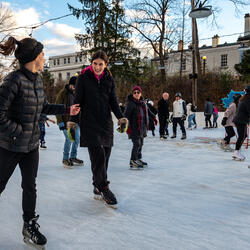 People skating on the outdoor Rideau Hall Rink.