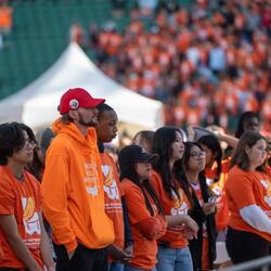 Group of the crowd at Mosaic Stadium in Saskatchewan.