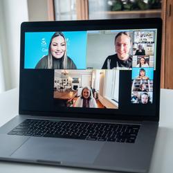 Screenshot of a split screen including the Governor General and several educators.